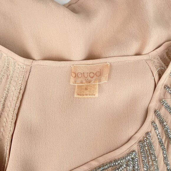 Boyod Embellishments V-Neck Butterfly Half Sleeve Nancy Top Pink Silver Women S - Picture 7 of 13